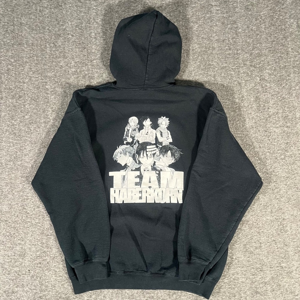 Soul Eater Team Haberkorn Fan Club Anime Zip Up Hoodie Black Gildan Large Natsu